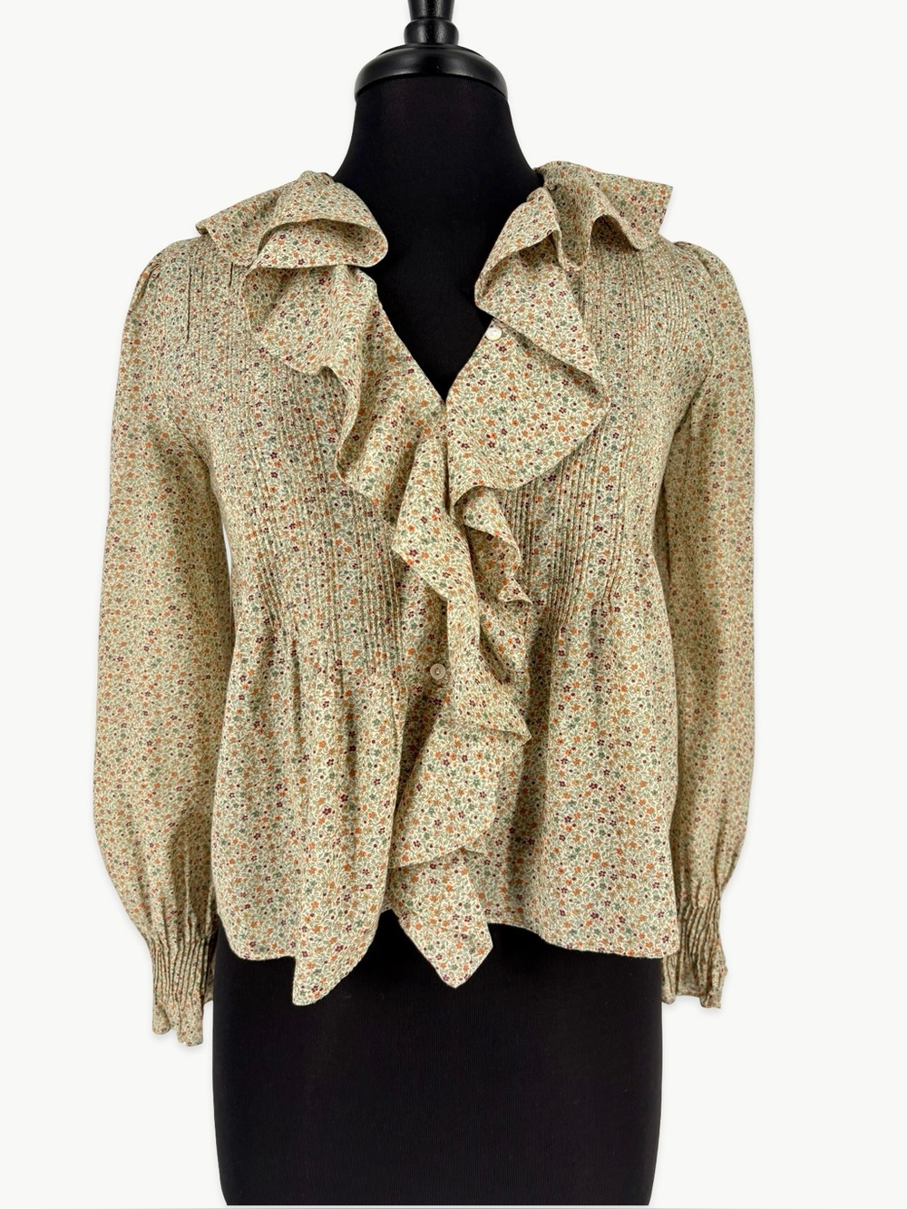 DÔEN Hardy Top Size Small Mustard California Wildflower Floral Blouse Rare
